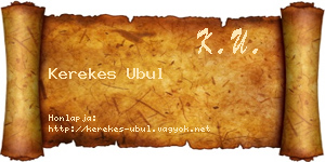 Kerekes Ubul névjegykártya